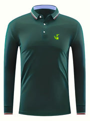 Men's Crocodile Print Polo Shirt Long Sleeve