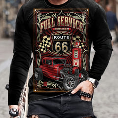 Vehicle Pattern Long Sleeve T shirt Men's Casual Top