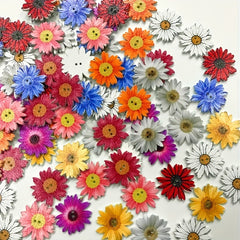 50pcs Random Color Daisy Flowers Wooden Button DIY Sewing Decoration