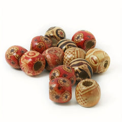 100pcs Natural 10mm Painted Wooden Beads Round Loose Beads Bulk