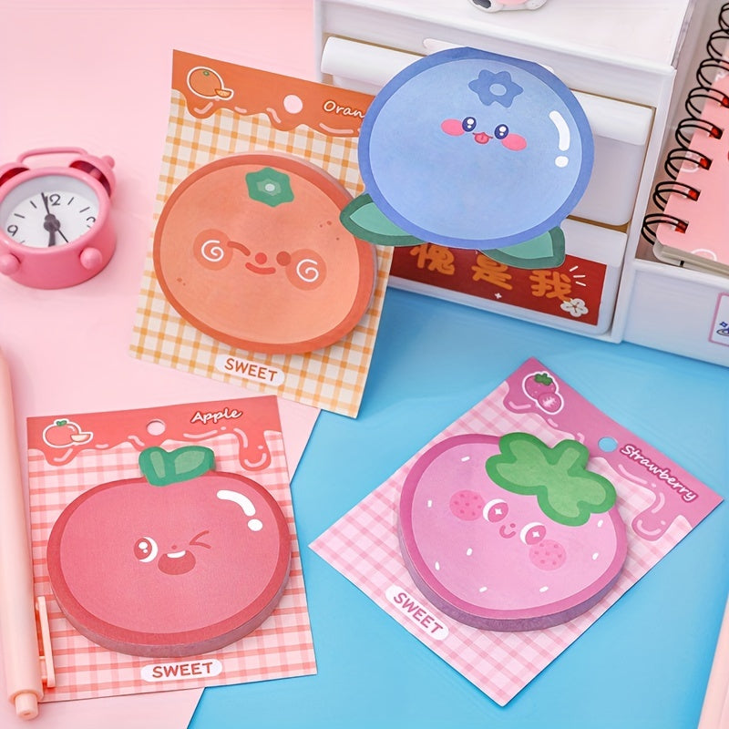 4pcs Cartoon Fruit Sticky Notes Pack for Home Office and School