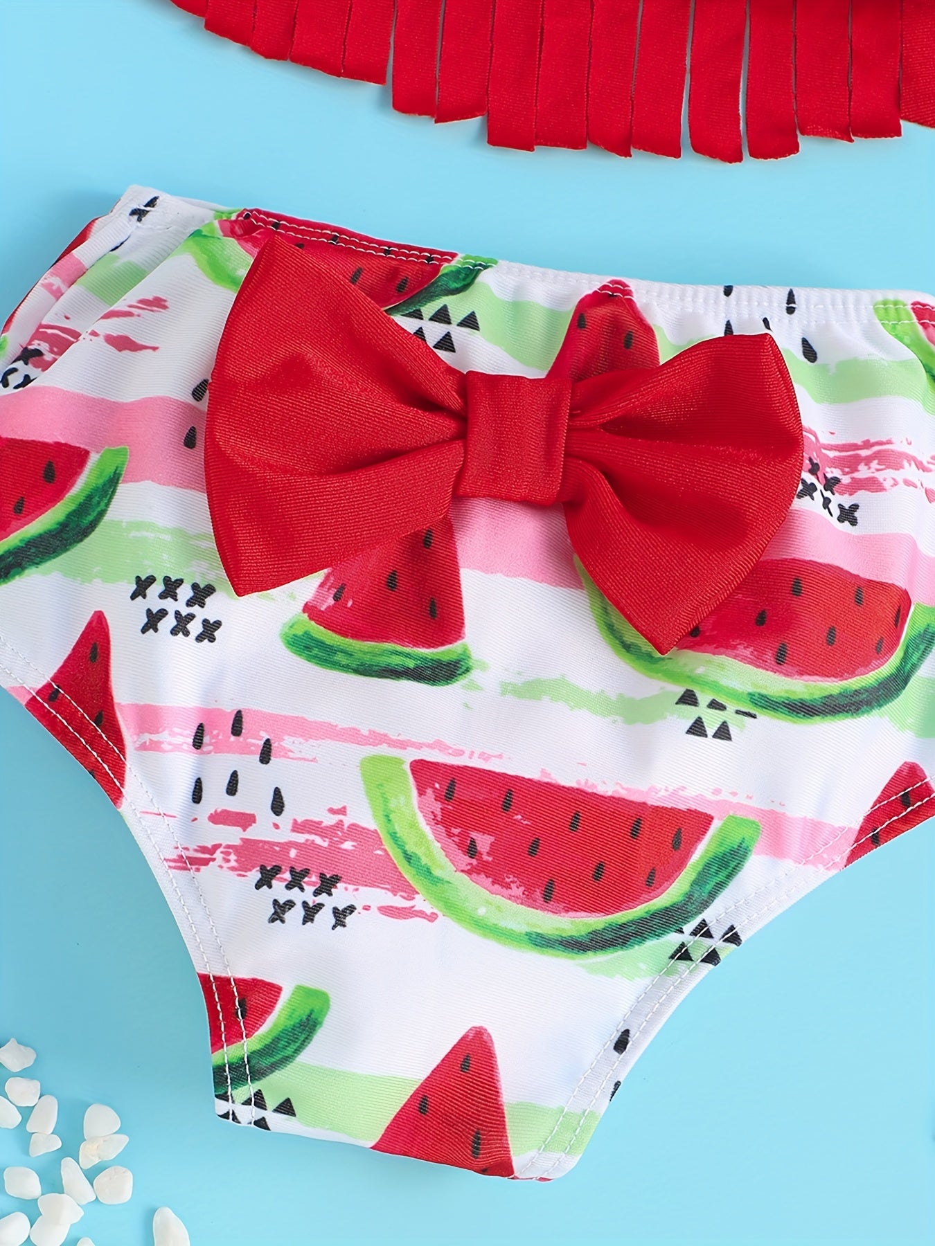 3pcs Baby Girls Halter Top Watermelon Shorts Swimsuit