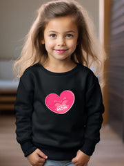 Girls Heart Pattern Crew Neck Sweatshirt For Spring Fall