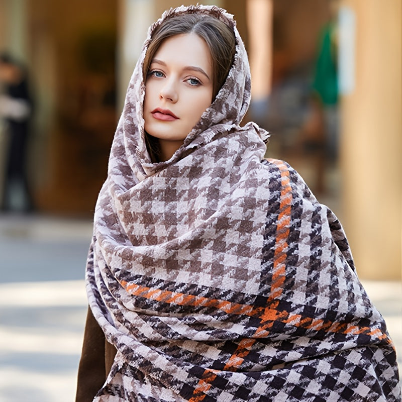 Winter Thermal Plaid Scarf Shawl Cold Weather Scarves & Wraps For Women