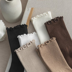 6 Pairs Frilled Solid High Strap Socks