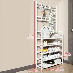 Metal Shoe Rack Coat Rack Integrated Doorway Hanging Clothes and Shoe Cabinet