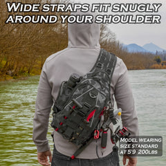 Ghosthorn Fishing Backpack with Rod Holder Tackle Sling Bag for Men