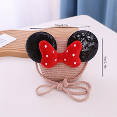 Girls Mini Beach Bag Straw Bag Cartoon Summer Girls Crossbody Bag