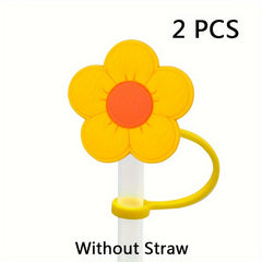 Silicone Flower Straw Lid Set - Reusable Dustproof Plug