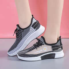 Women's Daisy Mesh Low Top Sneakers Breathable Lace Up Running Shoes