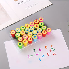 26pcs Alphanumeric Cartoon Stamp Drawing Ink Teaching Aids