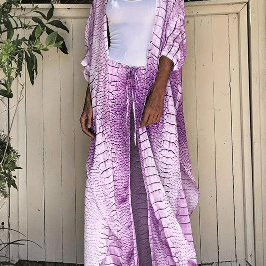 Crocodile Print 2-Pc Swimsuit & Cover Up Set