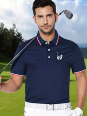 Men's Casual Stretch Lapel Polo Shirt Short Sleeve Button Up