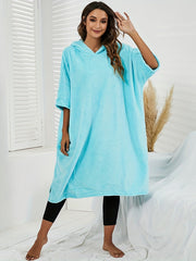 Plus Size Coral Fleece Hooded Dress Comfort Wearable Blanket