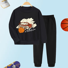 Boys Basketball Sweatshirt & Sweatpants Set Kids Fall Winter Clothes