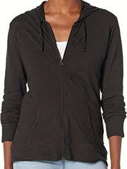 Solid Zip Up Hoodie Casual Long Sleeve Hoodies Sweatshirt