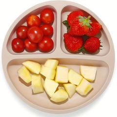 3pcs Silicone Baby Feeding Set Pink Sky Divided Suction Plate Led Weaning Set
