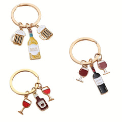 Vintage Wine Beer Drink Bag Key Chain Ornament Charm Accessories