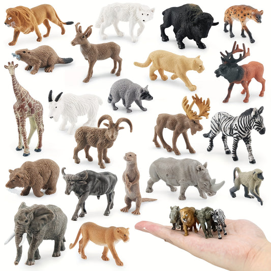 21Pcs Mini Forest Animal Figurines Plastic Jungle Wildlife