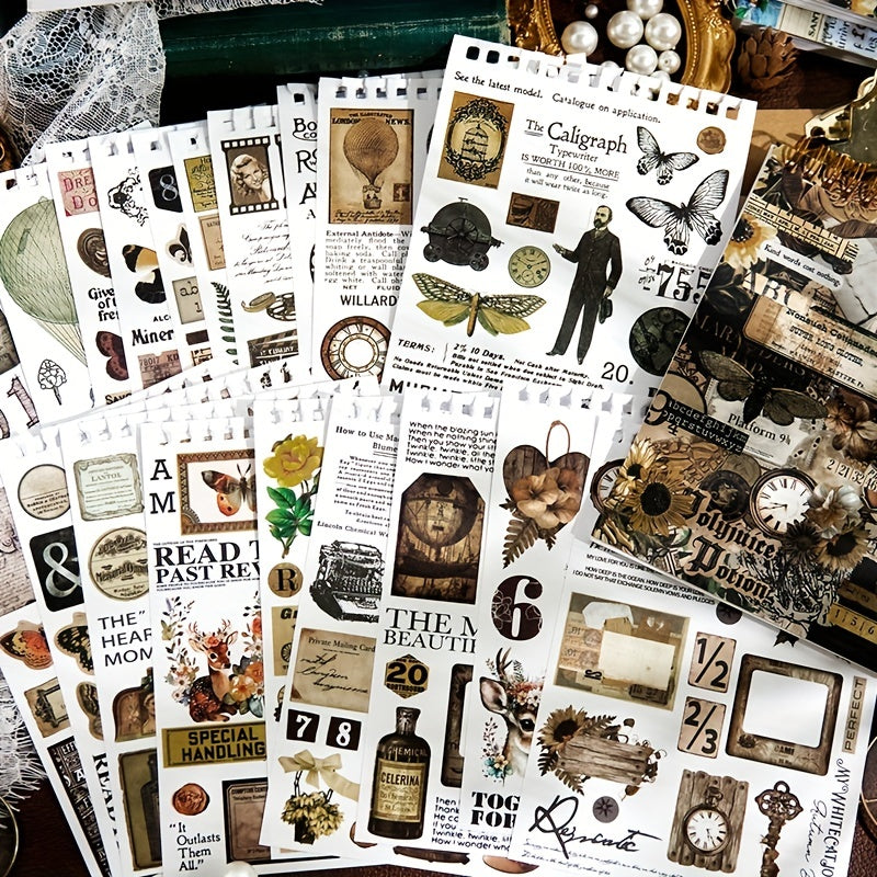 50 Vintage Washi Stickers Retro Life Scrapbooking Supplies DIY Stickers
