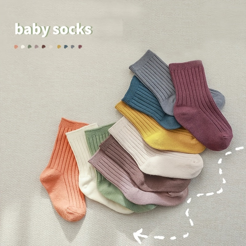 5pairs Baby Knit Ribbed Socks for Autumn and Spring
