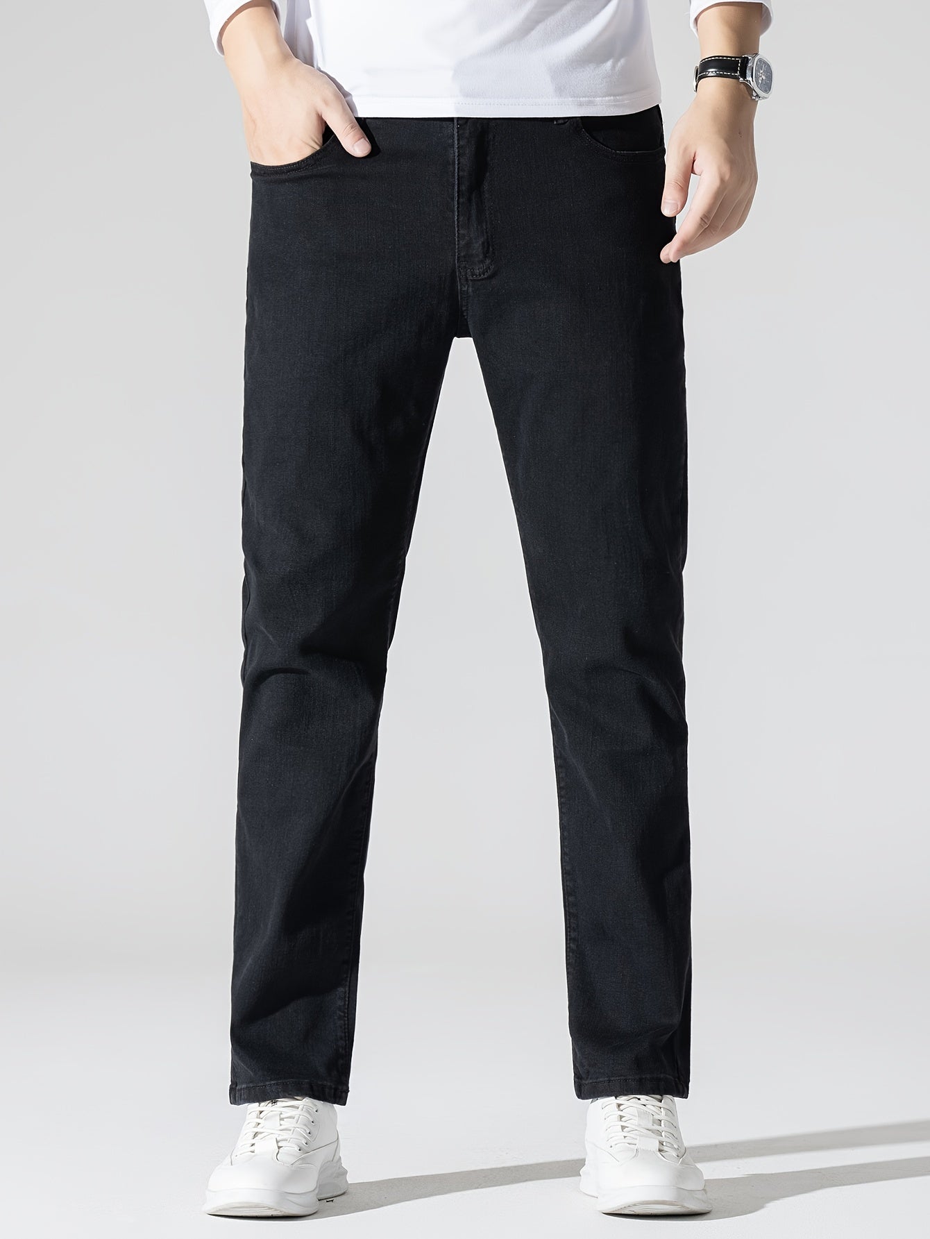 Men's High Stretch Slim Fit Denim Jeans with Pockets