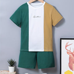 Boys Block T shirt & Shorts Set Summer Clothes 2pcs