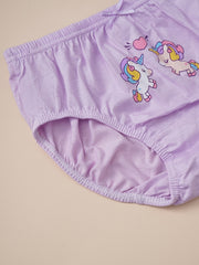 Girls Cartoon Unicorn And Rainbow Shortie Briefs Set