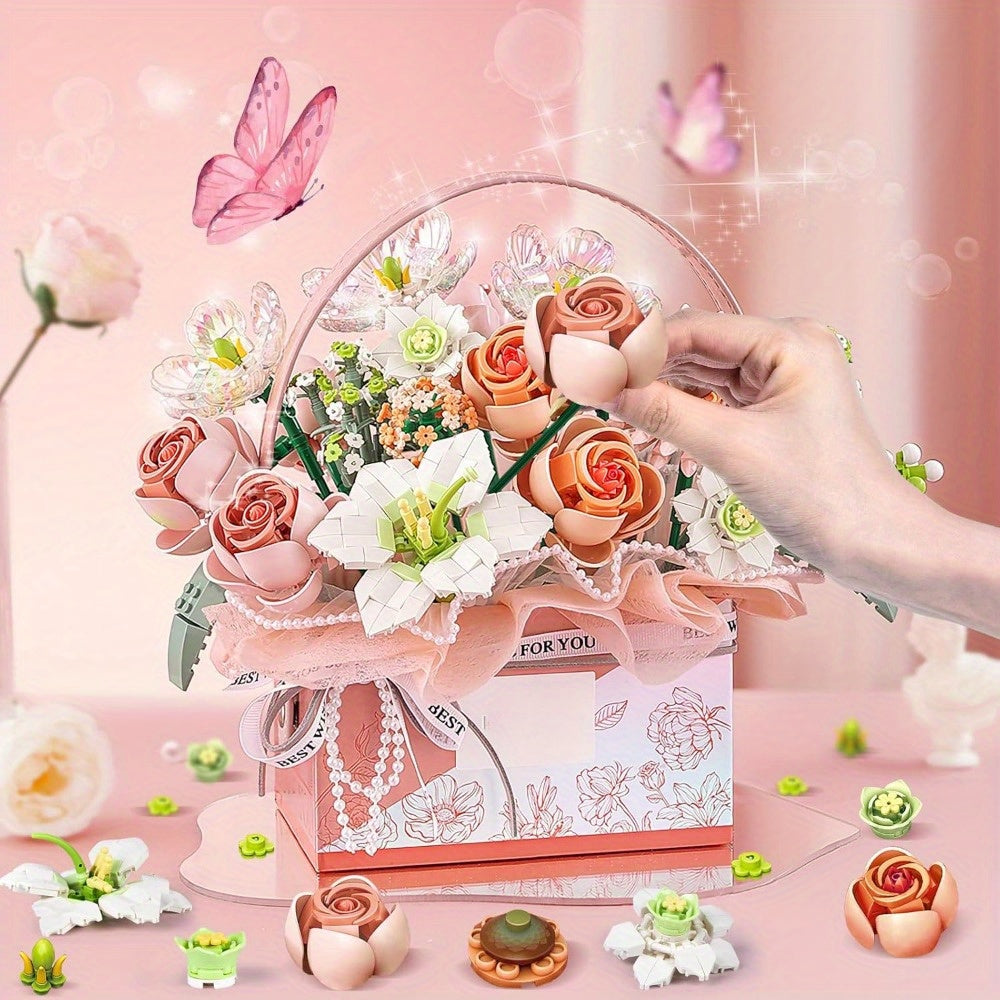 DIY Bouquet Flower Building Blocks Set 1212 Particle Roses Bonsai Kit
