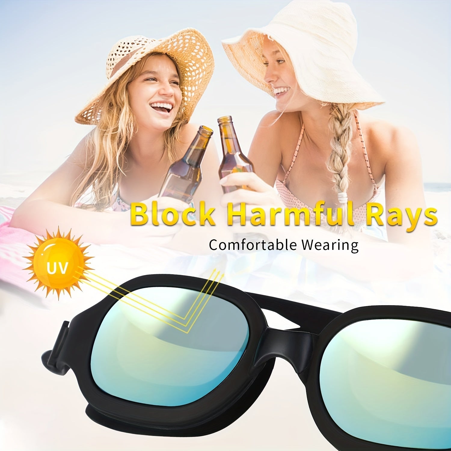 2 Pack Anti-fog Swim Goggles UV Protection Leakproof Glasses