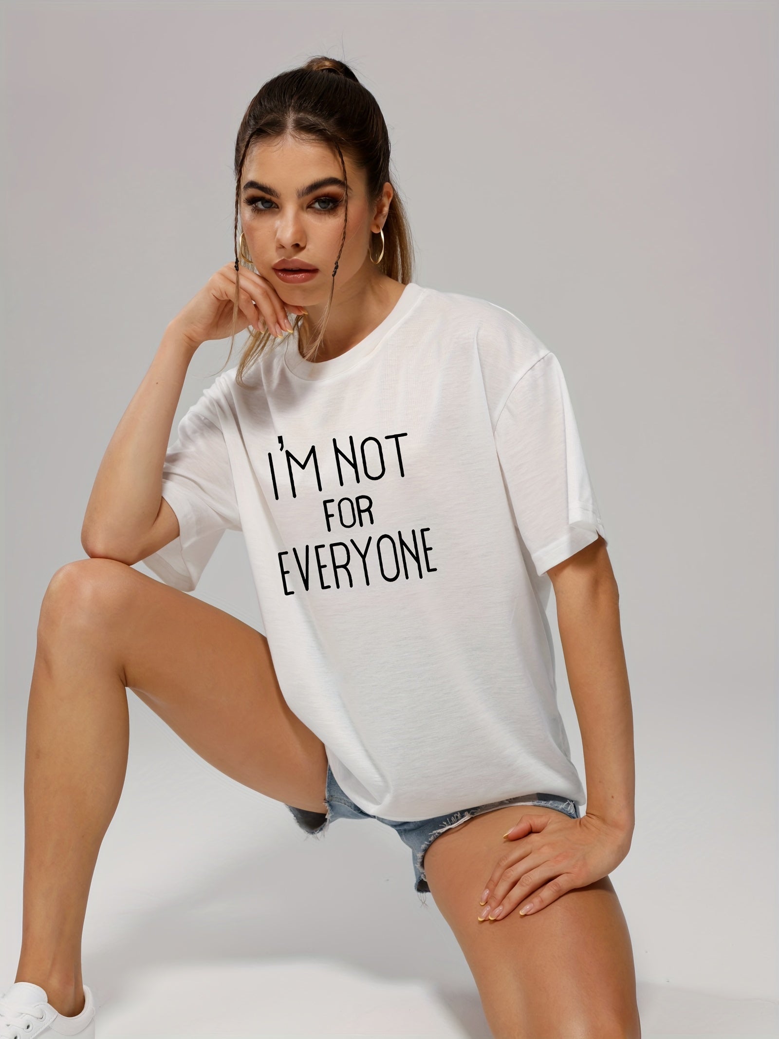 Stylish Letter Print Crew Neck Sports T Shirt for Women