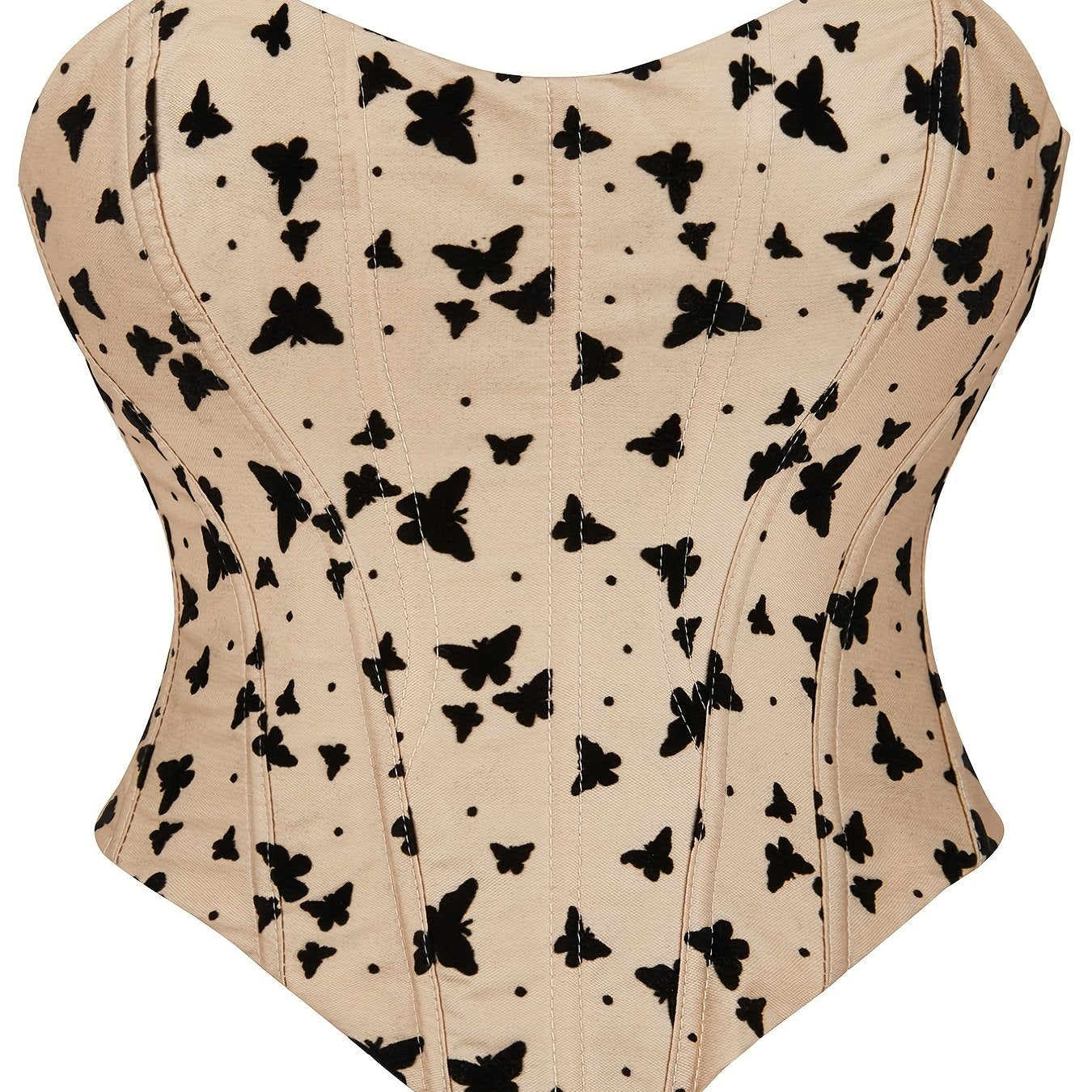 Butterfly Print Corset Bustier Tummy Control Lace Up Body Shaper