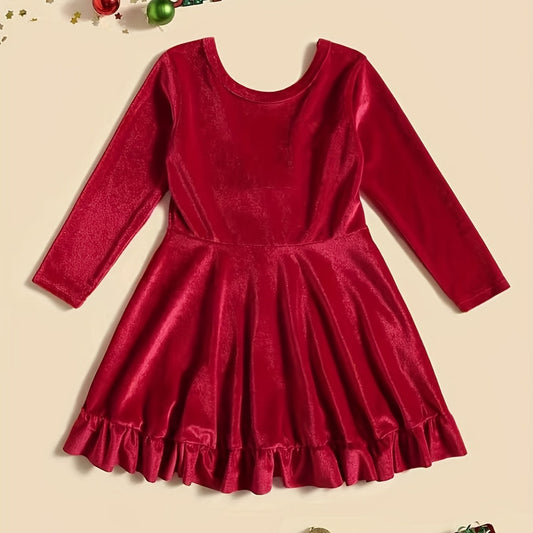 Velvet Christmas Dress For Toddler Kid Girls Party Wear