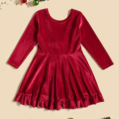 Velvet Christmas Dress For Toddler Kid Girls Party Wear