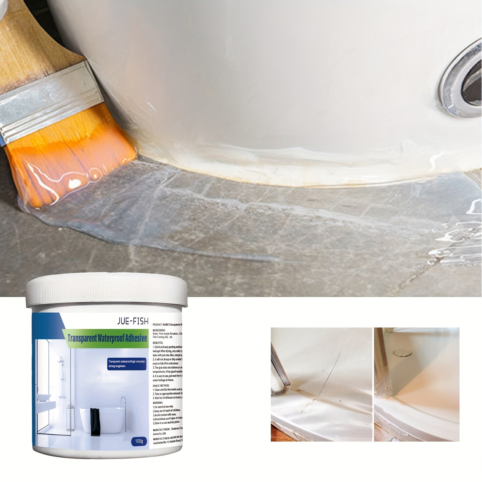 2pcs Transparent Waterproof Glue for Toilet Balcony Brick Roof