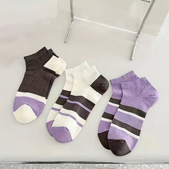 6 Pairs Striped Low Cut Socks Women's Stockings & Hosiery