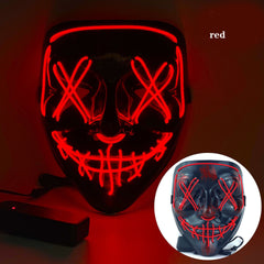 Men's Halloween LED Mask Face Fluorescent V Horror Bloody Light Mask