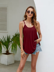 Pleated Spaghetti Strap Top Sleeveless Cami