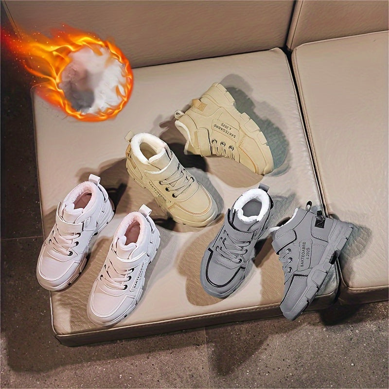 Boy's Snow Boots With Warm Plush Lining Winter Shoes