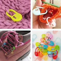 300pcs Stitch Needle Clips & Clear Storage Box DIY Knitting Random Colors