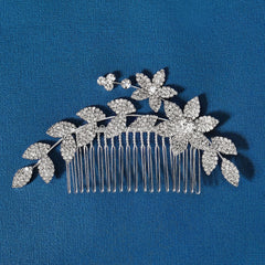 Rhinestone Flower Leaf Hair Comb Hairpin Party Favor Decor Princess Tiara
