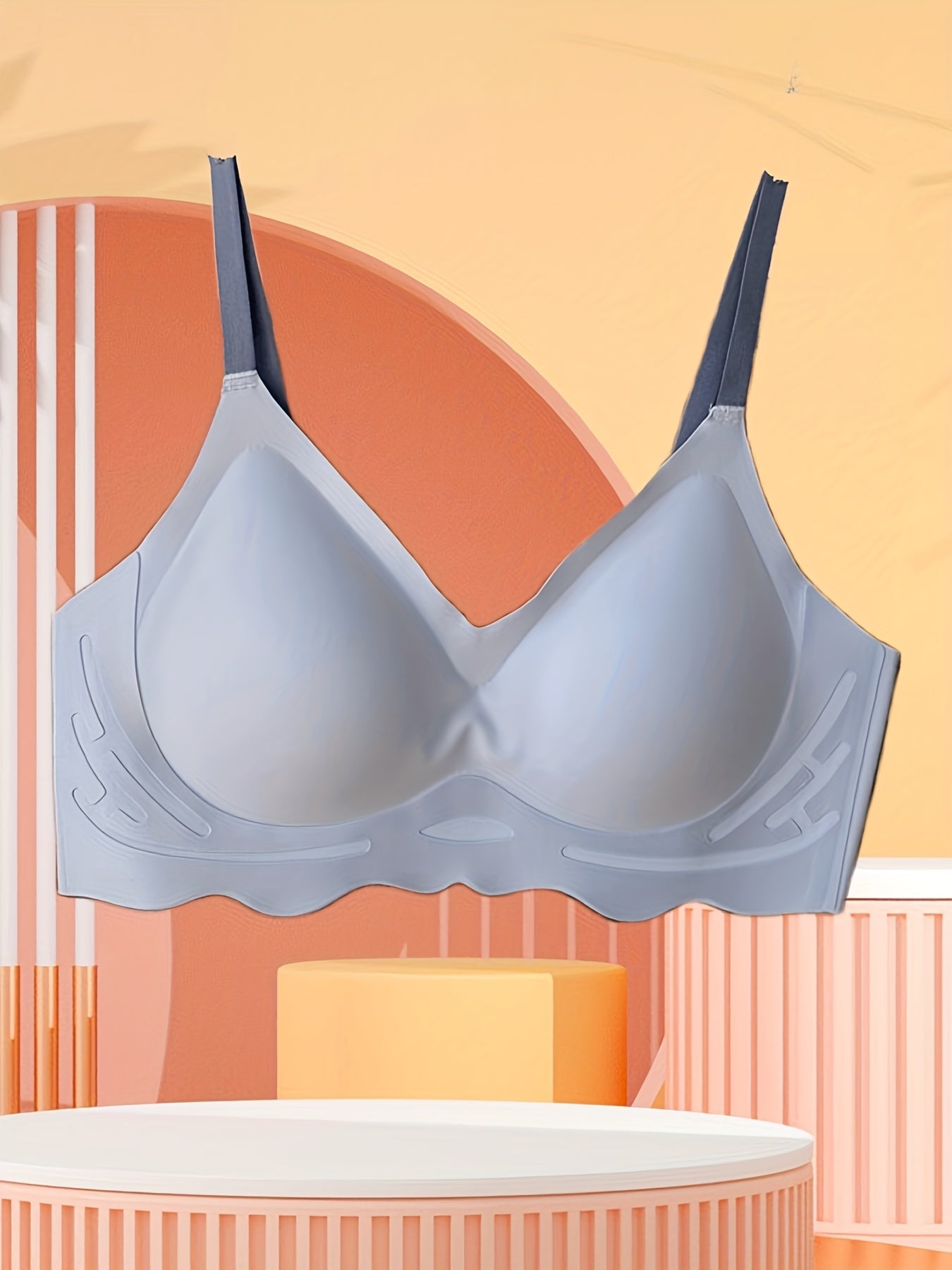 Scallop Trim Push Up Bra Comfy & Soft Everyday Bra Women's Lingerie