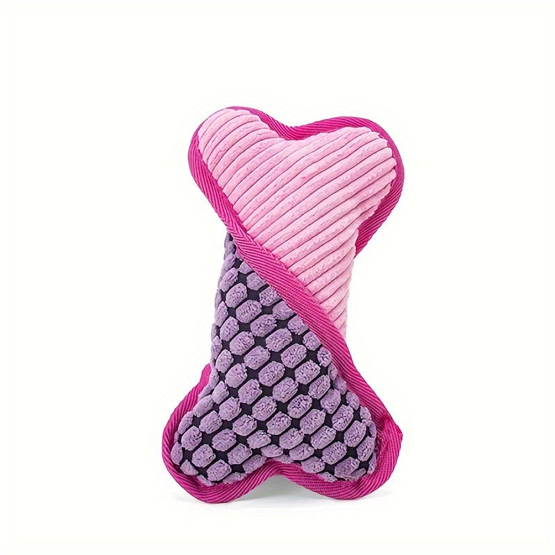 Interactive Dog Chew Toy Plush Squeaky Colored Bone for Pet Play