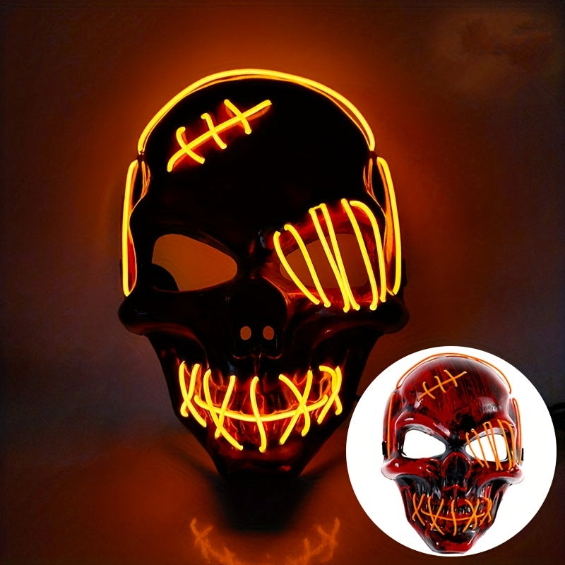 Halloween Scar One-eye Skull Mask Horror LED Light Up Mask