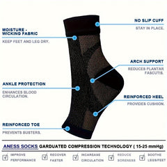 3 Pairs Toeless Compression Socks Nylon Blend Ankle Sleeves