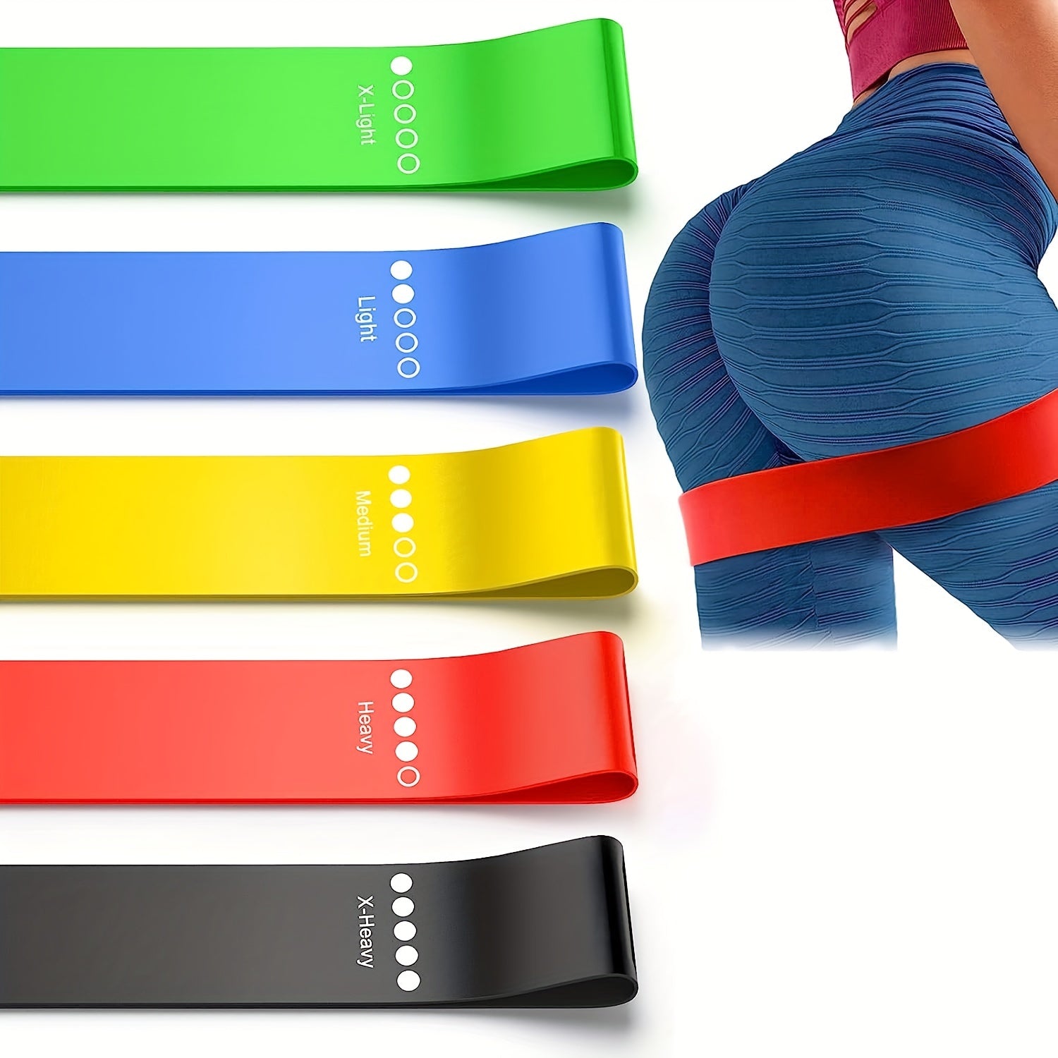 5pcs Yoga Elastic Belts - Fitness & Sports Training Pilates Equipment