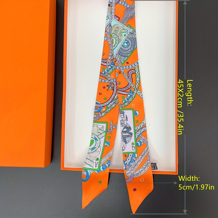 Graphic Neckerchief Long Ribbon Skinny Scarf Headband Sash Belt