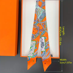 Graphic Neckerchief Long Ribbon Skinny Scarf Headband Sash Belt