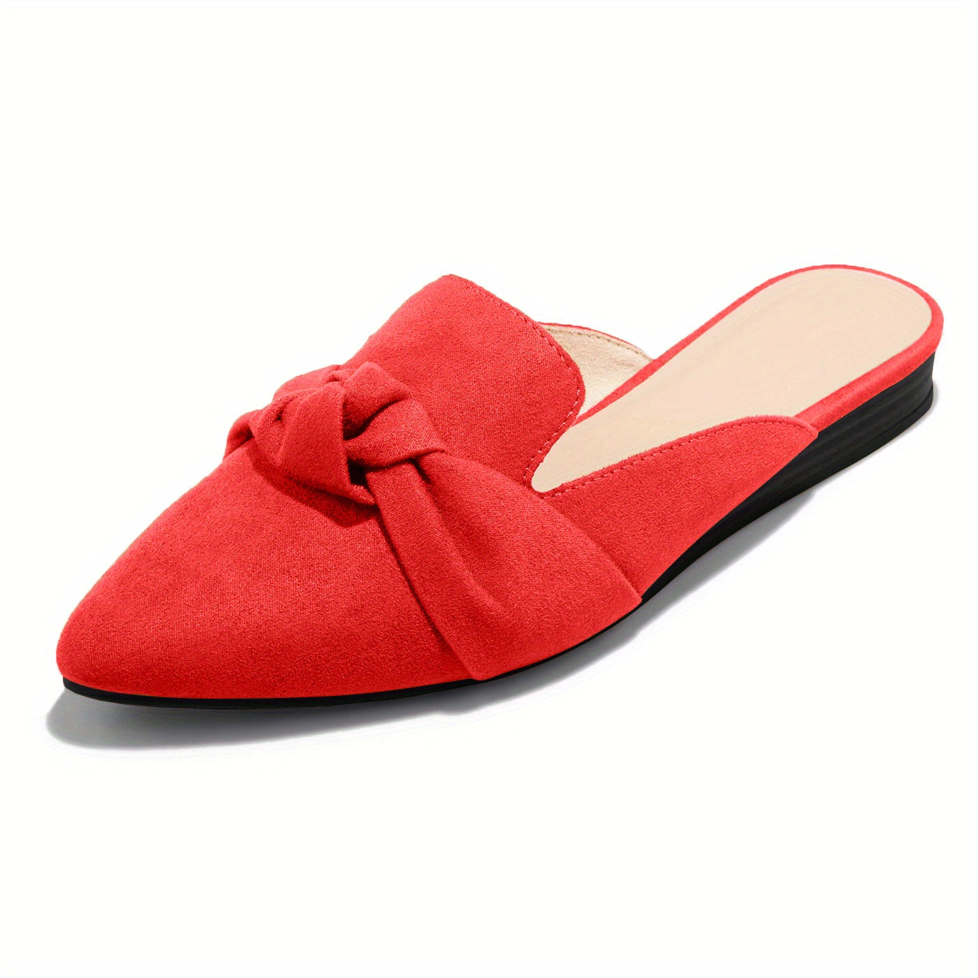 Bowknot Flat Mules Pointed Toe Slip On Loafers