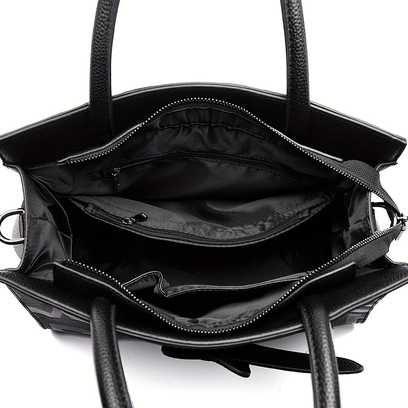 Embossed Handbag Women's Fashionable Satchel Bag With Zipper